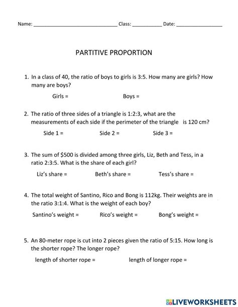 partitive proportion worksheet with answers pdf