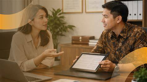 pasangan berdiskusi dengan konsultan