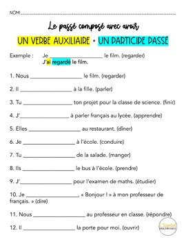 passe compose avoir exercises