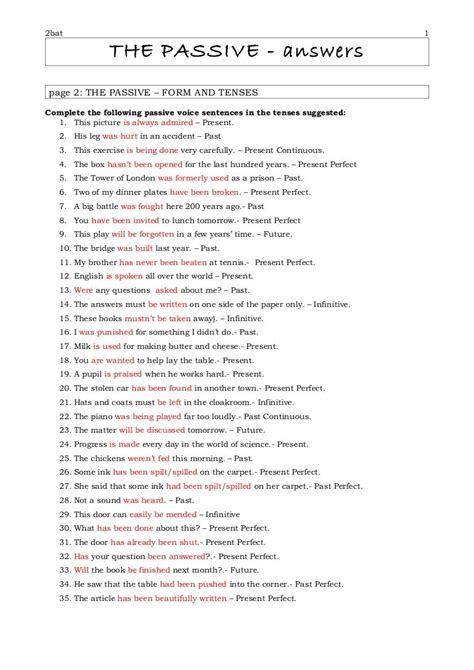 passive questions examples with answers