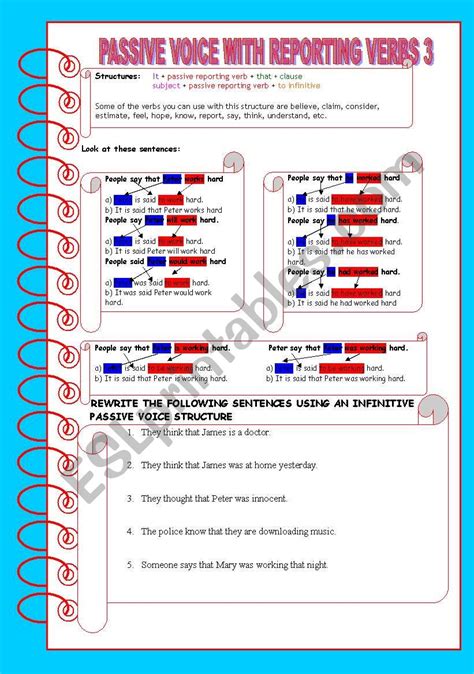 passive reporting verbs exercises with answers