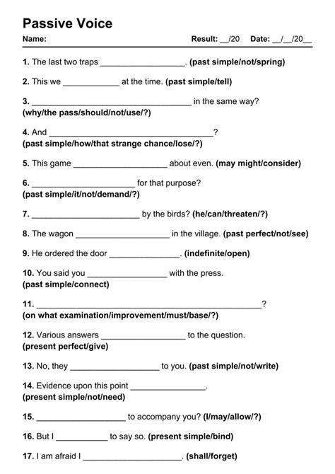 passive voice questions exercises pdf with answers