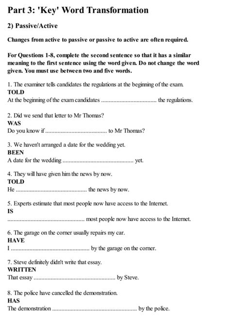 passive voice transformation exercises