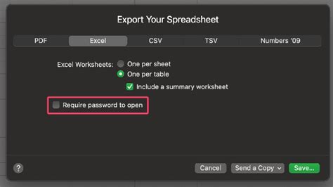 password to open excel file mac