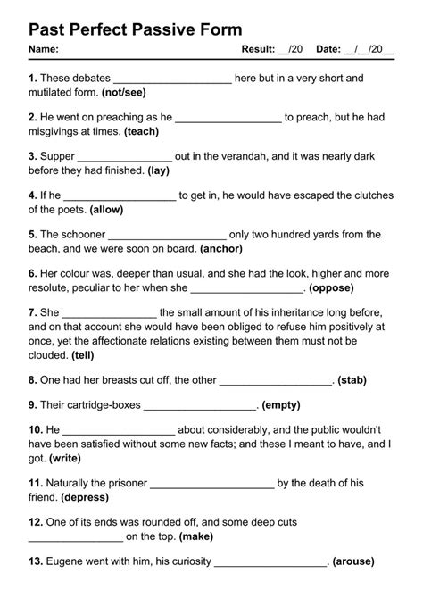 past perfect passive exercises with answers