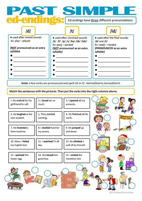 past simple endings pronunciation exercises