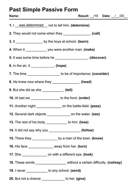 past simple passive exercises with answers