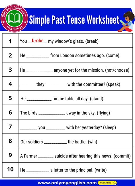 past tense exercises with answers