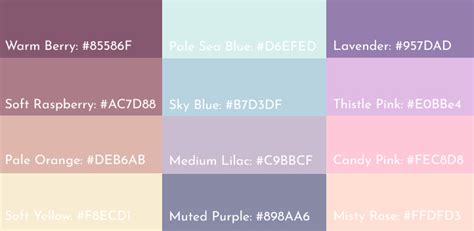 pastel colour palette hex code