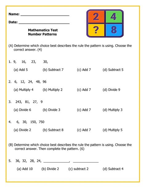 pattern worksheet for class 6 with answers pdf