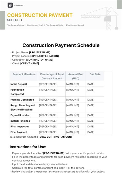 payment schedule for construction work
