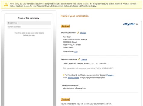 paypal error code 10486