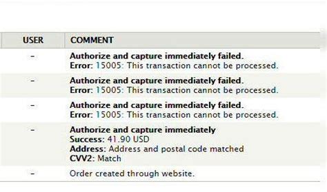 paypal error code 15005