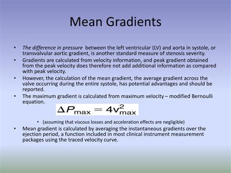 peak gradient vs mean gradient