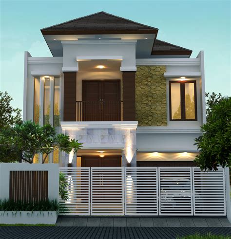 pencahayaan fasade rumah minimalis tropis modern