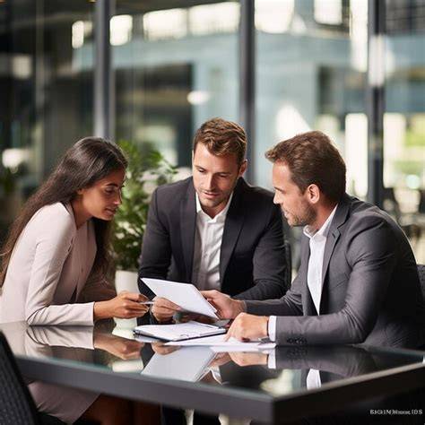 People discussing paperwork