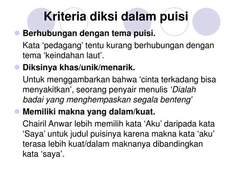 peran diksi dalam puisi adalah