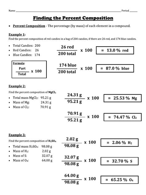 percent composition practice problems worksheet with answers pdf