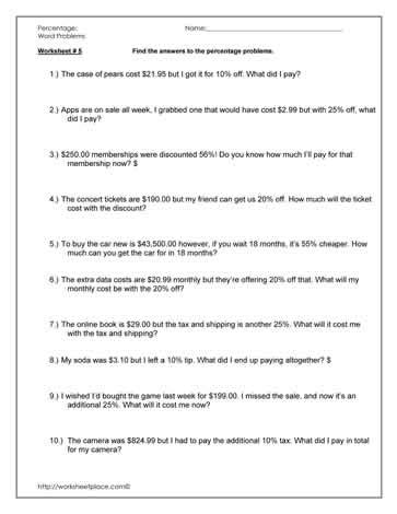 percentage word problems with solutions