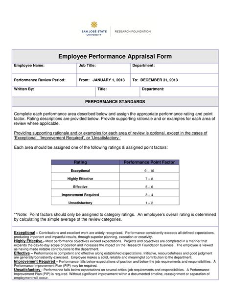 performance appraisal document examples