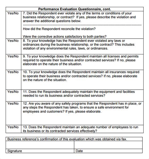 performance evaluation questions examples