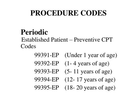 periodic exam procedure code