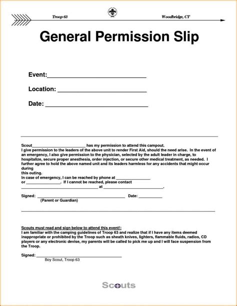 permission slip sample