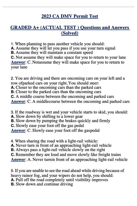permit test questions and answers pdf