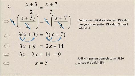 persamaan linear satu variabel bentuk pecahan