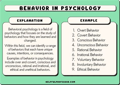 personal behavior examples list
