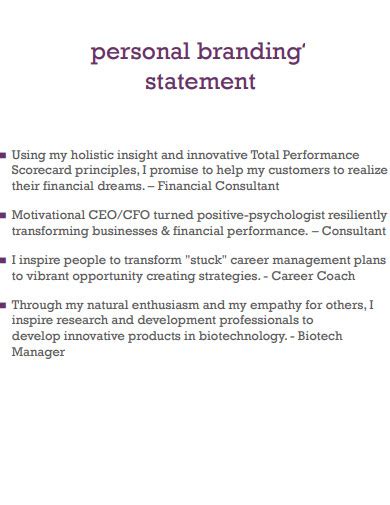 personal brand statement examples