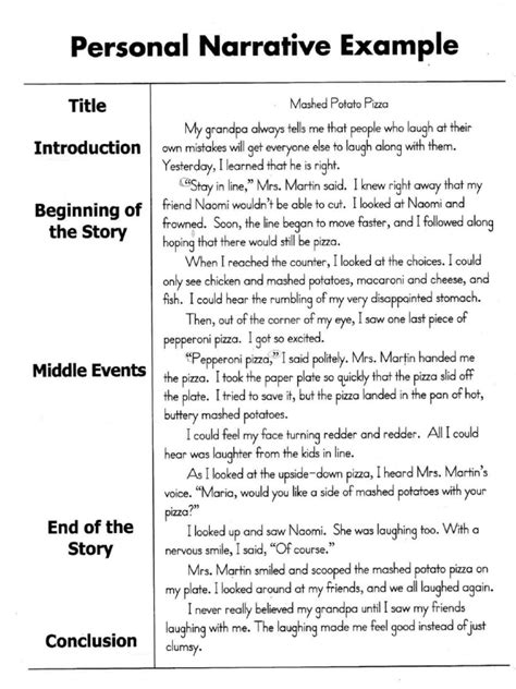 personal narrative examples pdf