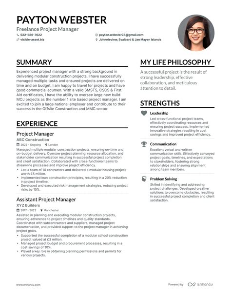 personal project examples for resume