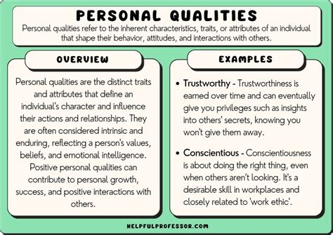 personal qualities examples for students