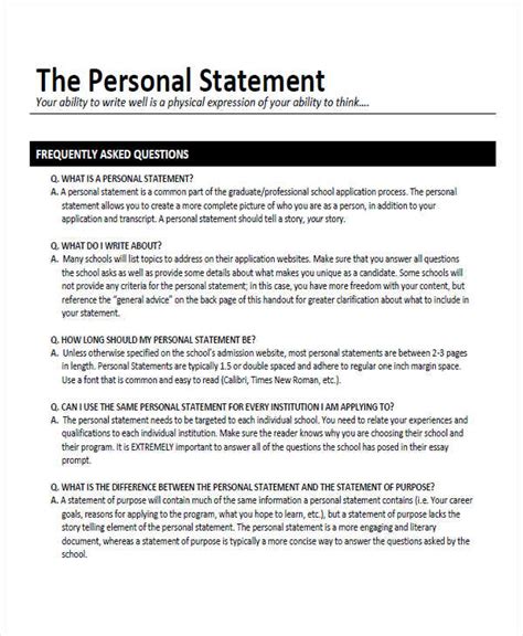 personal statement examples for college pdf