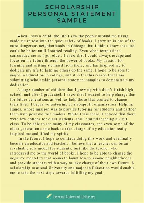 personal statement examples for scholarship application