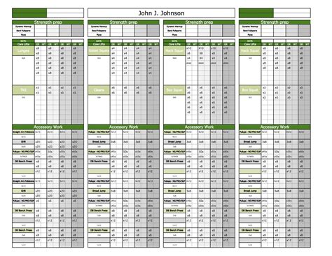 personal training program excel template