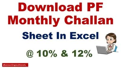 pf monthly challan excel format