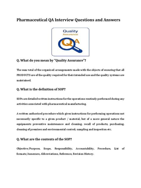pharma qa interview questions and answers