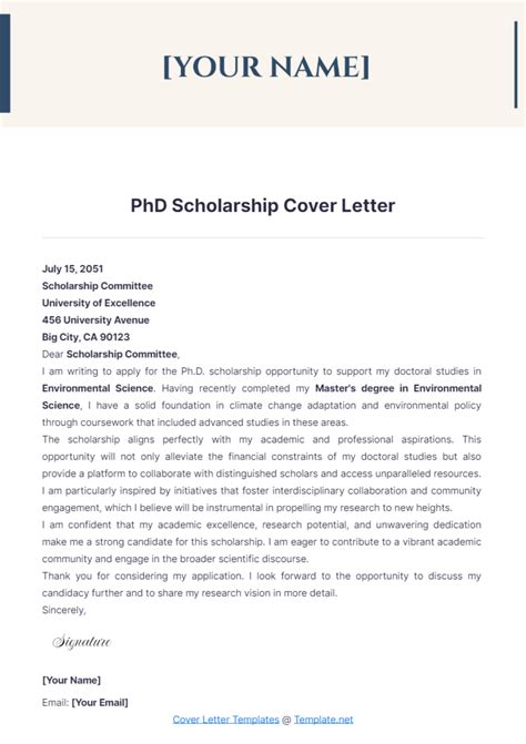 phd application template