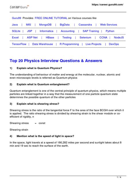 phd physics interview questions and answers pdf