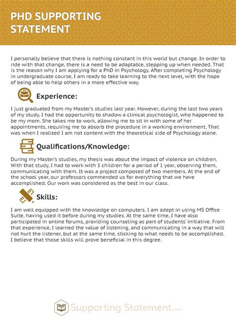 phd supporting statement example