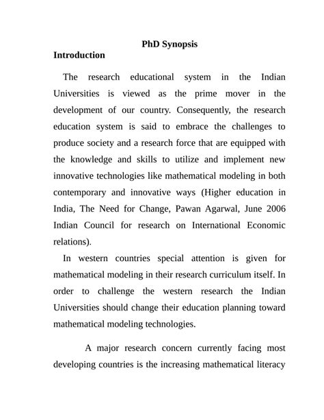 phd synopsis format sample