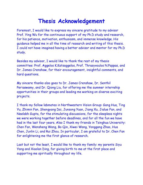 phd thesis acknowledgement examples