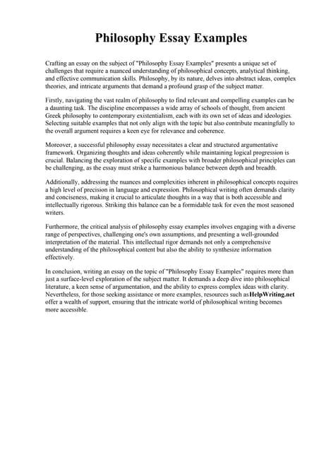 philosophy essay thesis examples