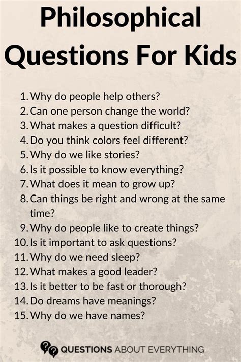 philosophy questions for kids with answers