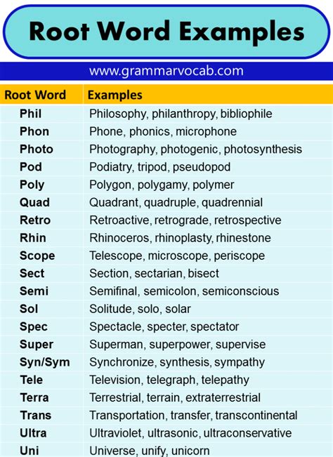 phon root word examples list
