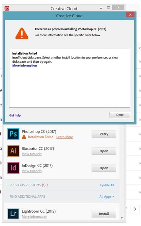 photoshop failed with error code 133