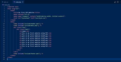 php code for website