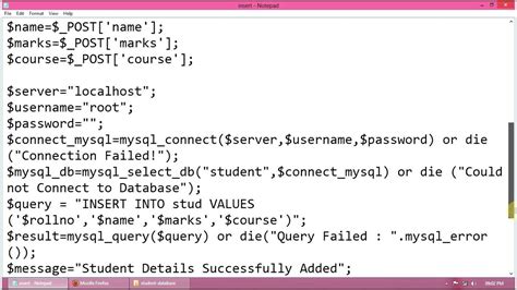 php insert into mysql example